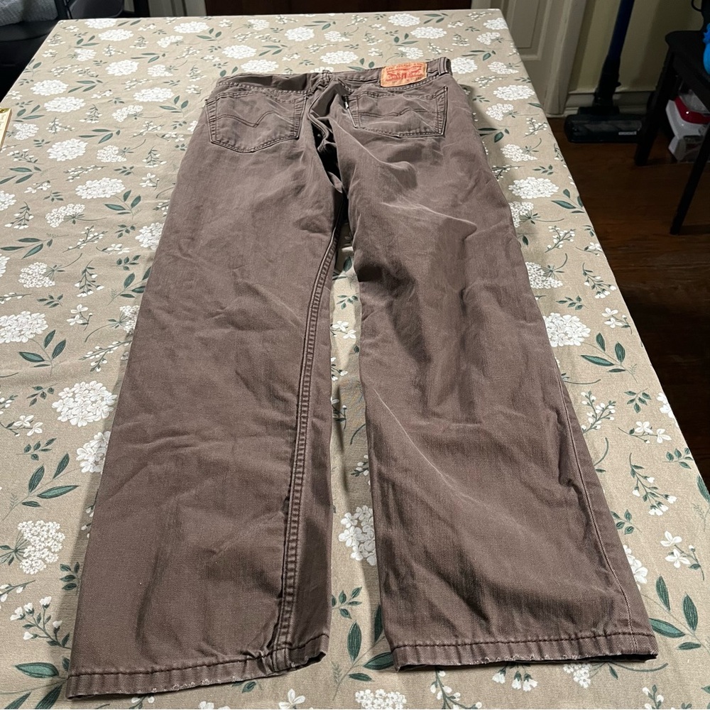Levis 505 Jeans Men’s 34x32 Brown Straight Leg White Tab Denim Preppy Western - Picture 10 of 11